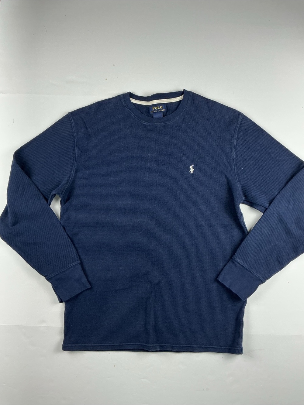 Polo by Ralph Lauren navy blue waffle knit thermal long sleeve shirt